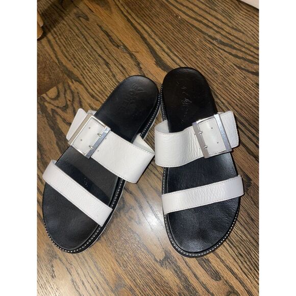 Sorel Roaming Slide Sandals Leather Buckles Sea Salt White Women’s 8 Flatform - Picture 3 of 10